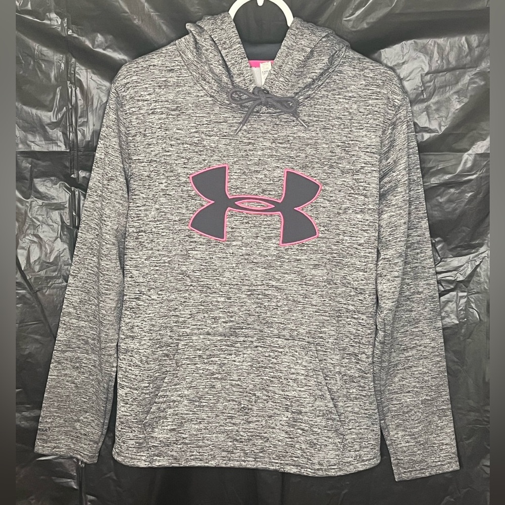 Under Armour Heathered Gray Hoodie with Pink Logo
